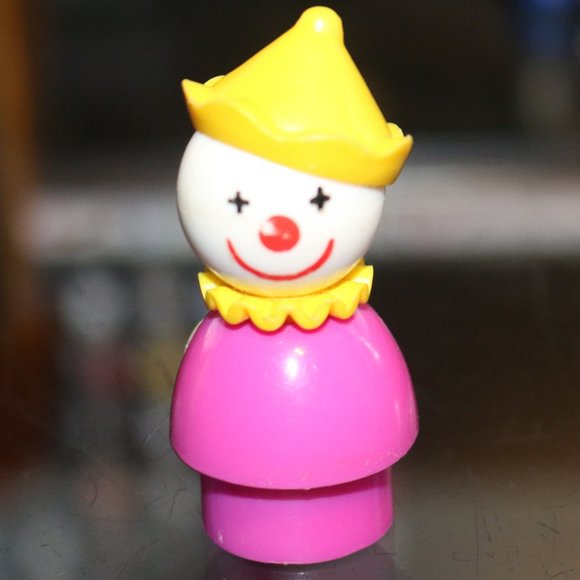 FISHER PRICE | Vintage Little People Clown Figure-Purple ish Pink Base - Picture 1 of 1